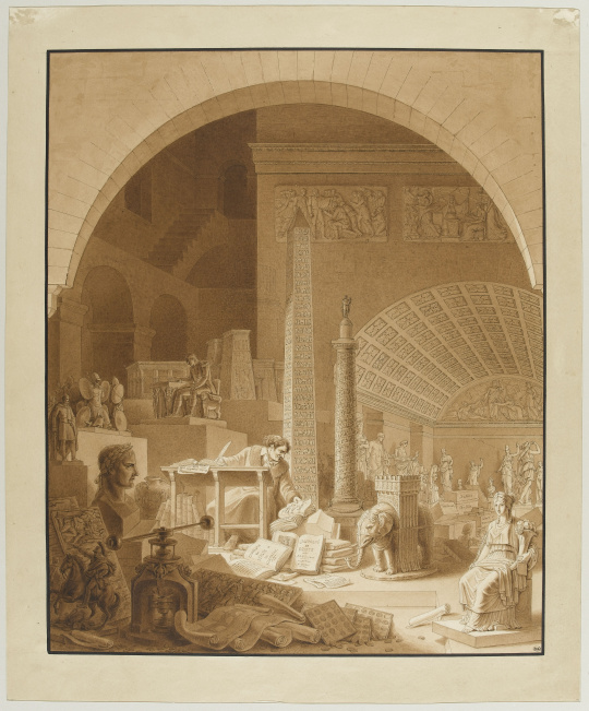 Denon travaillant dans la salle de Diane au Louvre