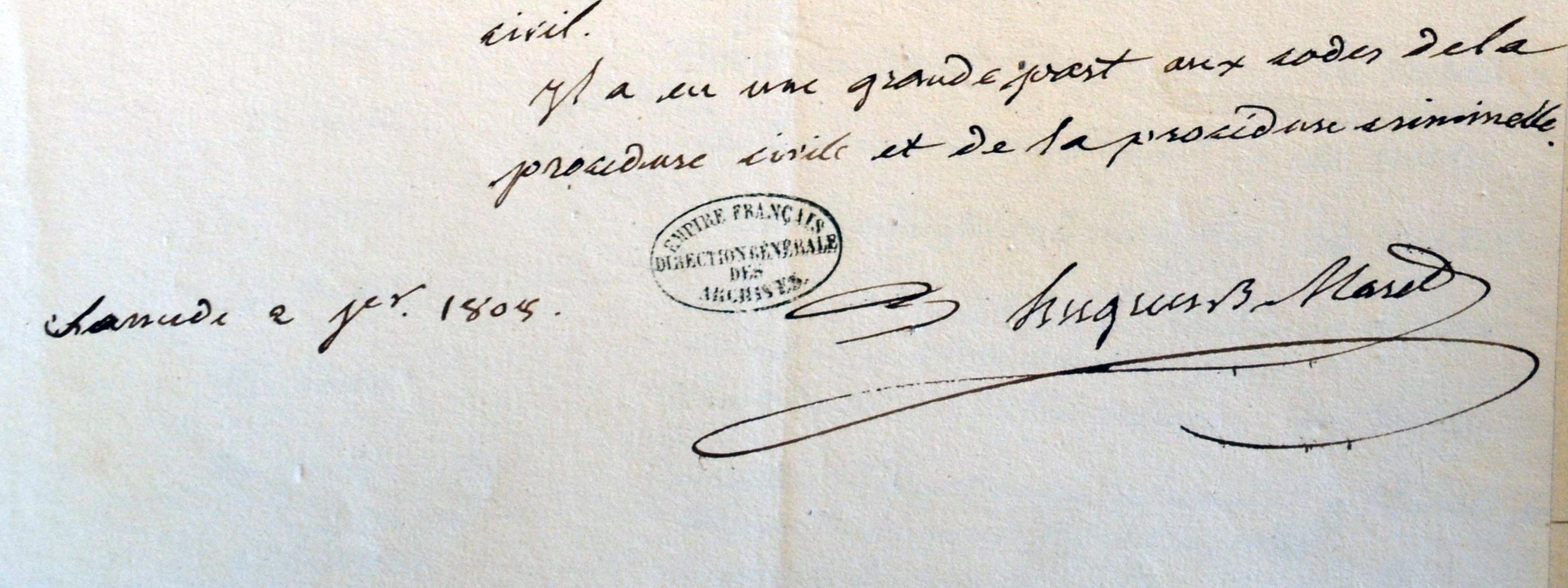 Maret à Napoléon, 2 janvier 1809