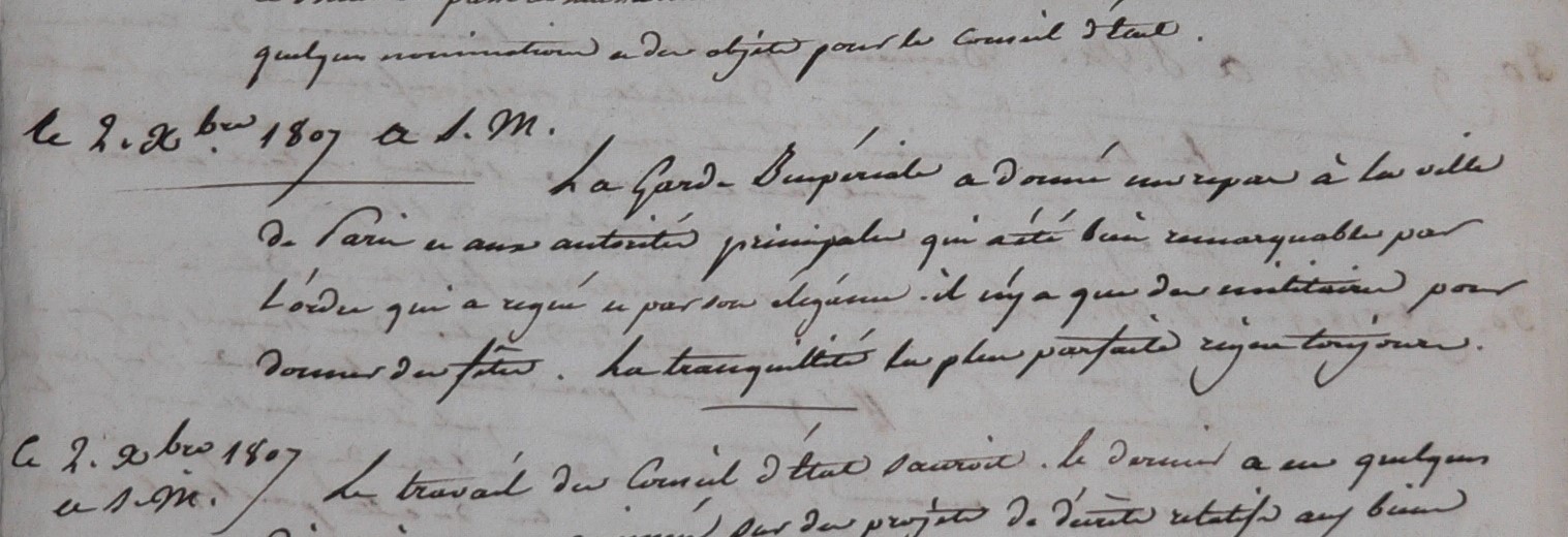 Lebrun à Napoléon, lettre du 2 décembre 1807