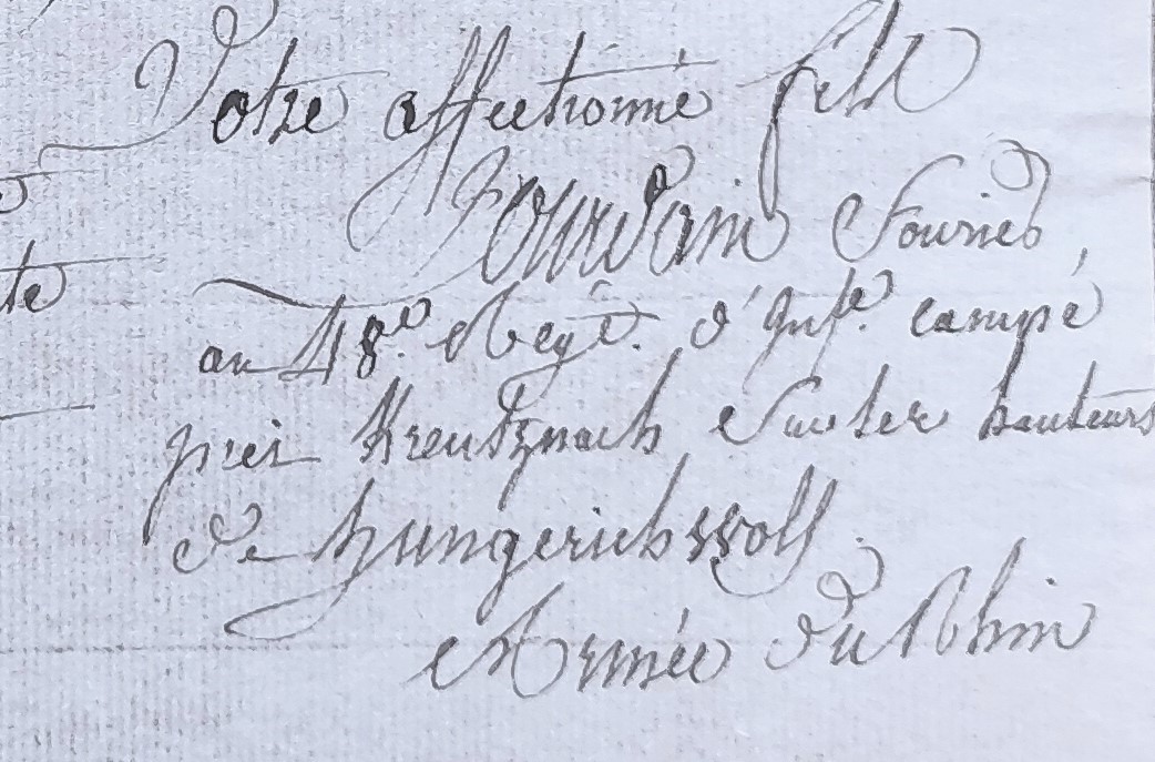 Signature du soldat Laurent Jourdain